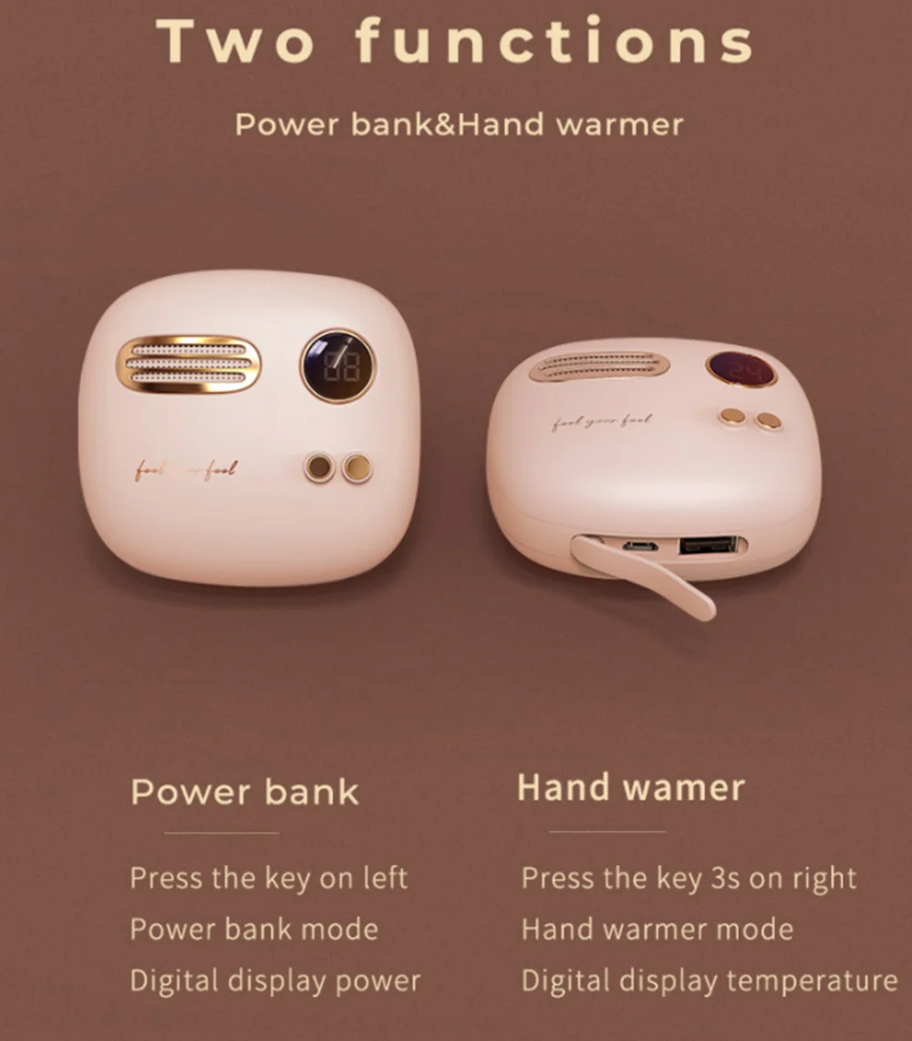 Xiaomi Ретро грелка для рук внешний аккумулятор цифровой дисплей Температура 52℃ перезаряжаемая безопасная грелка для рук