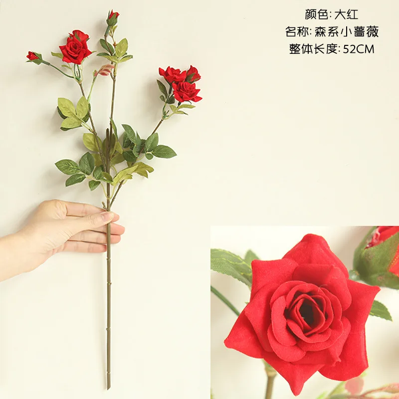 

NEW Beautiful roses branch fleur silk Artificial flowers Wedding Decoration rose flores artificiales fake flowers