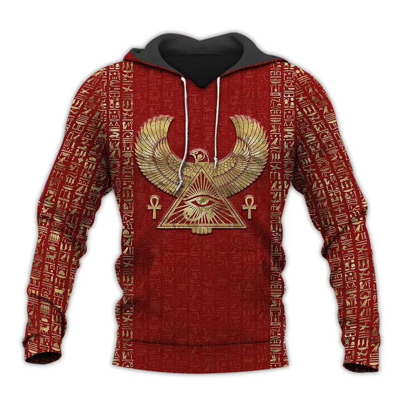 

Harajuku Fashion Fall Hoodie Egypt Horus Symbol 3D Printing Men's Zip Hoodie Unisex Street Casual Sweatshirt NU002