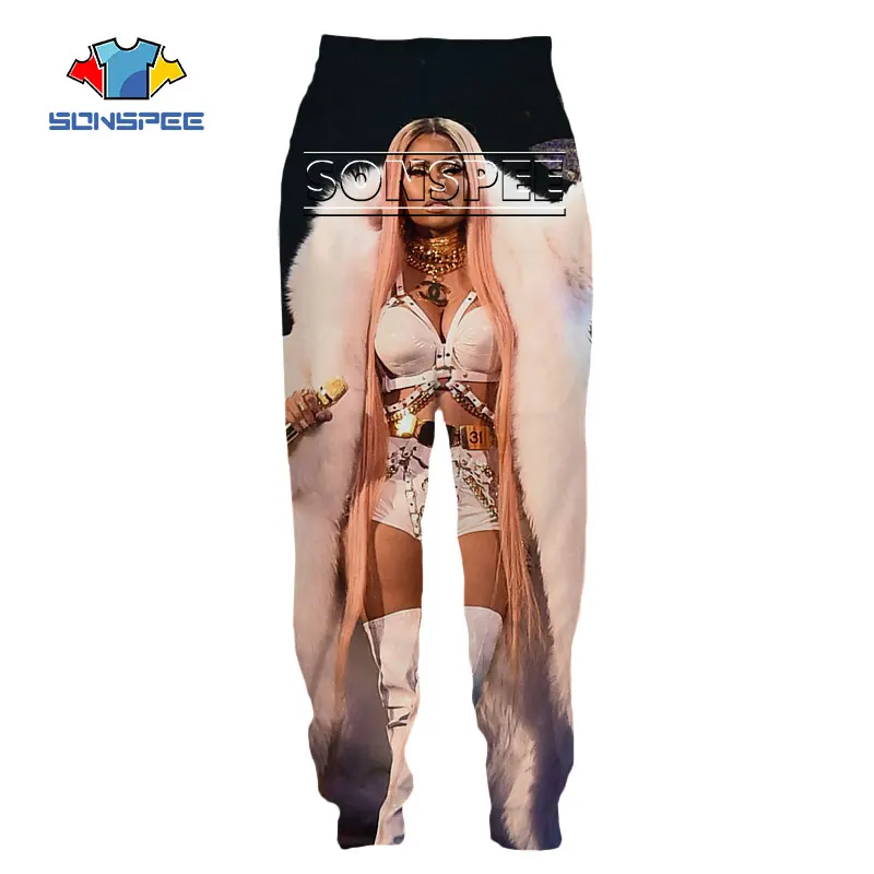 

SONSPEE 3D Print Singer Nicki Minaj Men Women Pants Harajuku Rock Casual Sports Cropped Pants Hip Hop Fashion Fitness Pants
