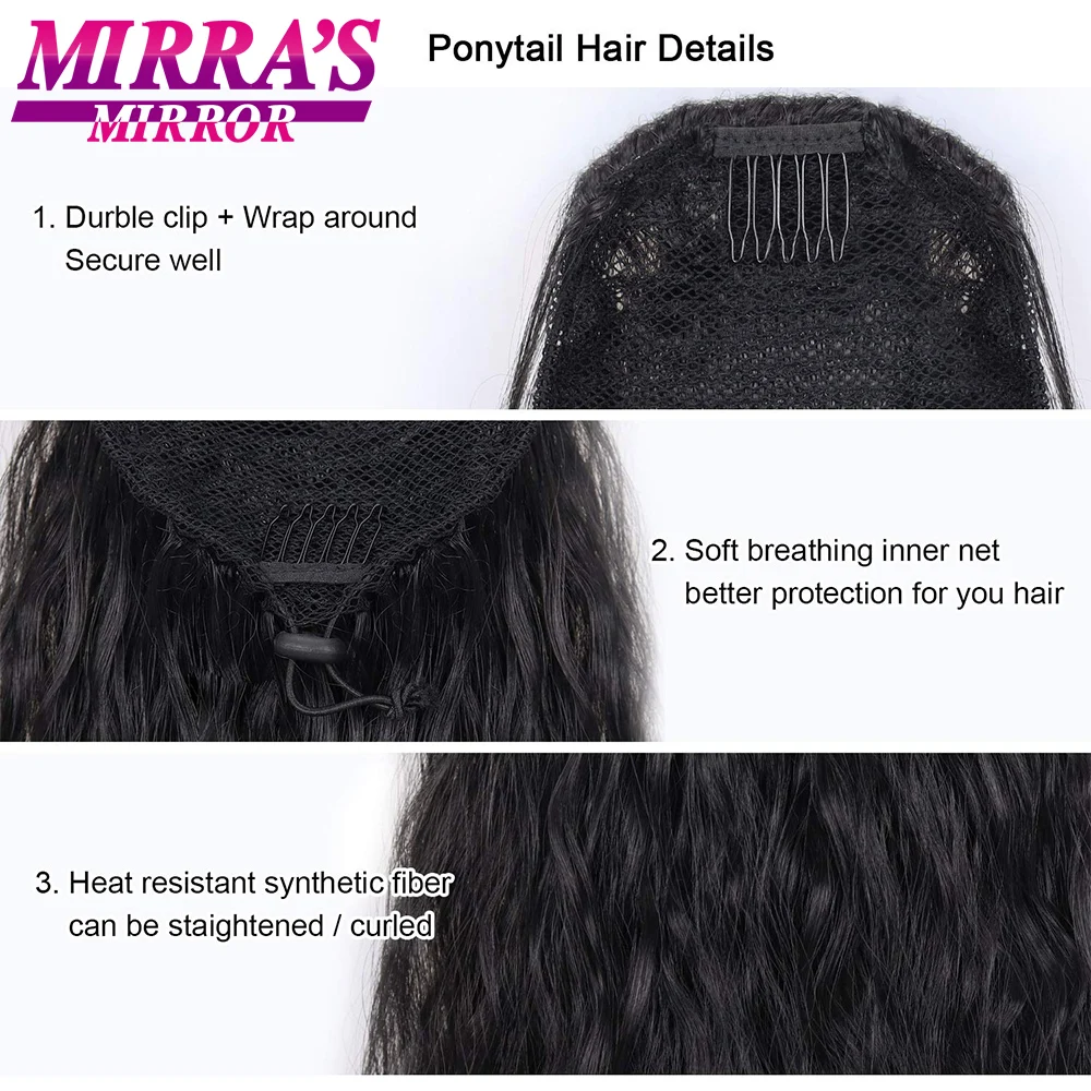 24inch Kinky Curly Ponytail Long Wave Ponytail Wrap Hair Around Ponytail Clip in Synthetic Hair Extensions Natural Hairpiece
