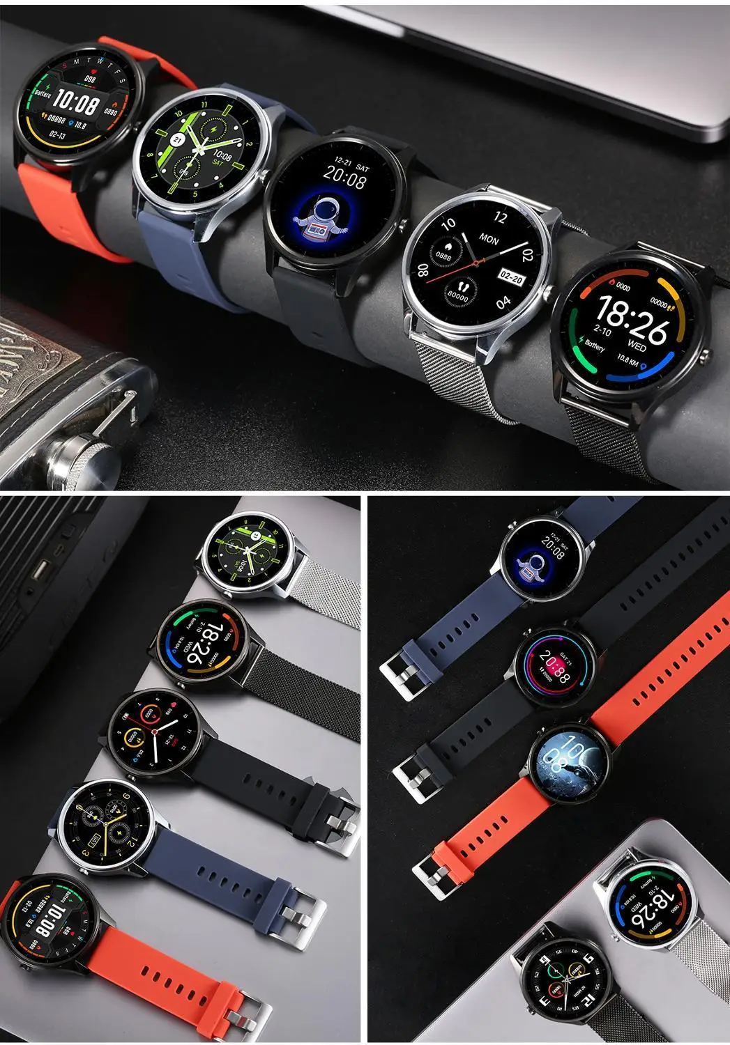 Мужские Смарт часы с фитнес трекером DT55 измерение кровяного давления и кислорода