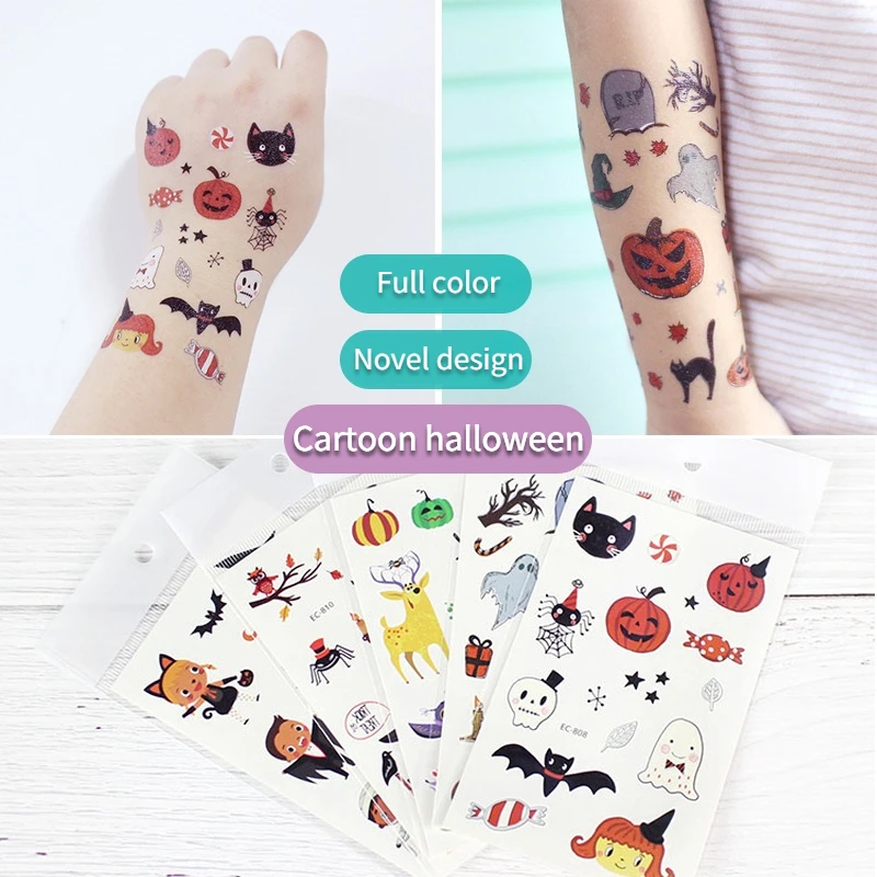 Детская тату-наклейка на Хэллоуин для мальчиков и девочек водостойкая