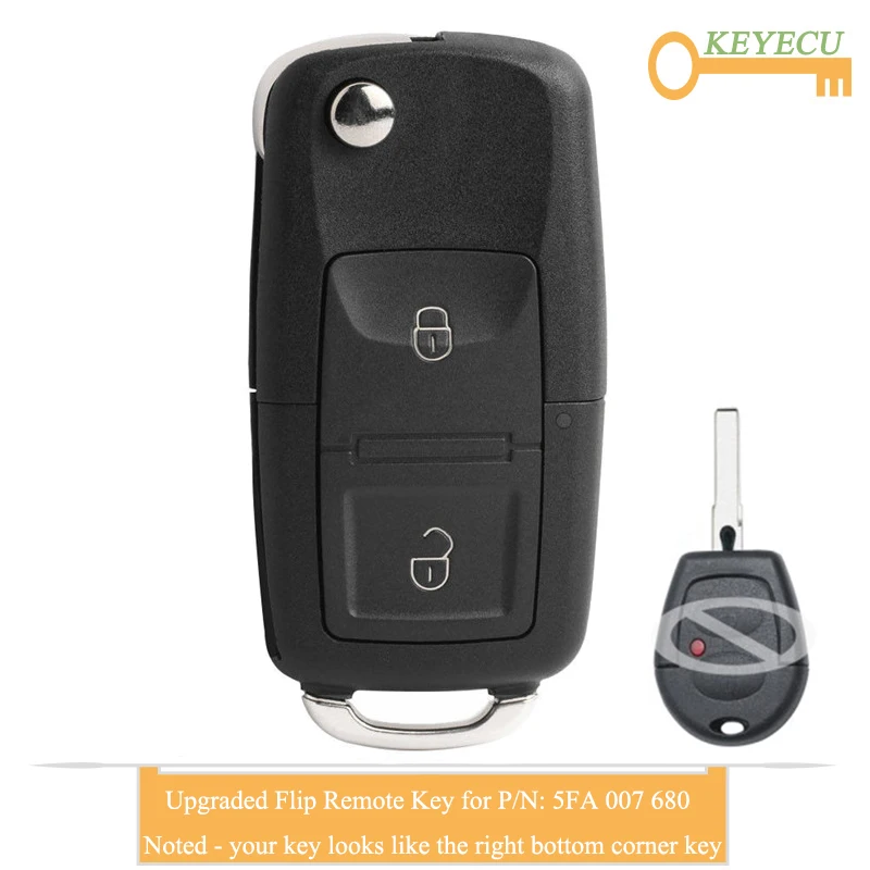 Пульт дистанционного управления KEYECU для Volkswagen Bora Polo Golf Passat Lupo брелок с 2