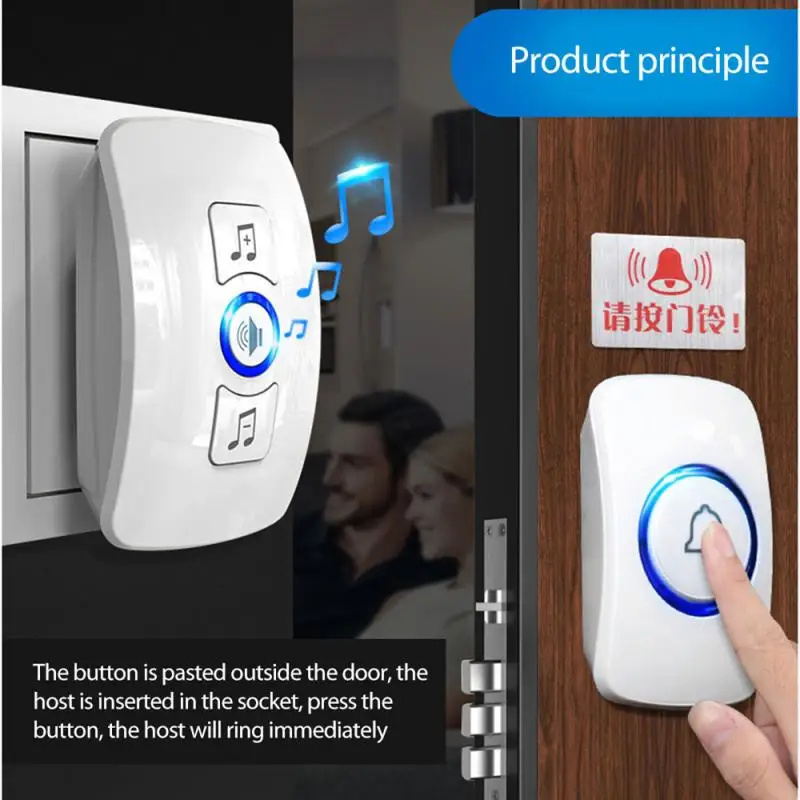 new home wireless doorbell waterproof self powered button smart door bell sets home welcome friend outdoor house chime receiver free global shipping