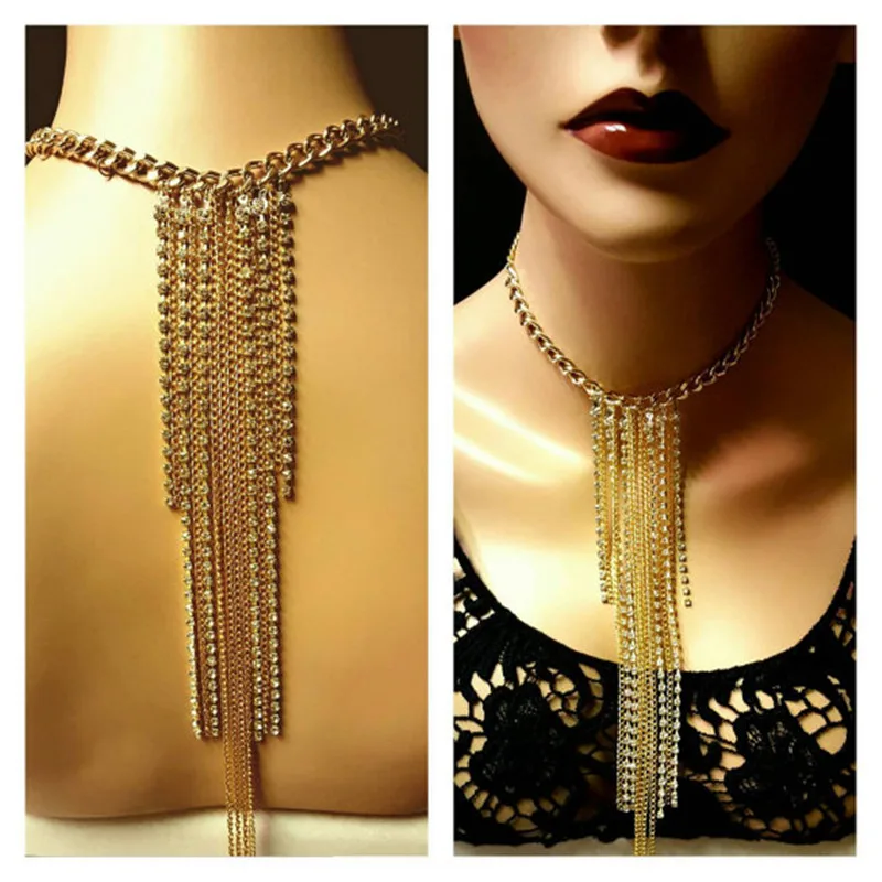 

01111 цепочка с кисточками Стразы ожерелье ювелирные изделия цепочки для тела ювелирные изделия женские модные аксессуары Два цвета на выбор