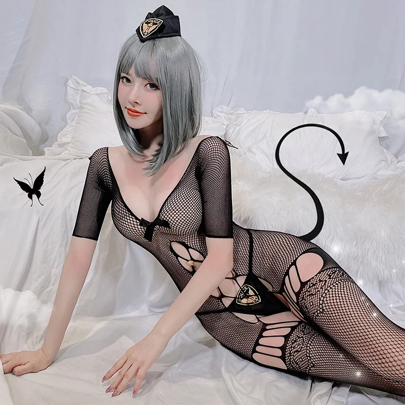 Anime Women Bodystocking Sexy Cosplay Lingerie Erotic Costume Police Outfit Porno Babydoll Crotchless Fetish Bodysuit |