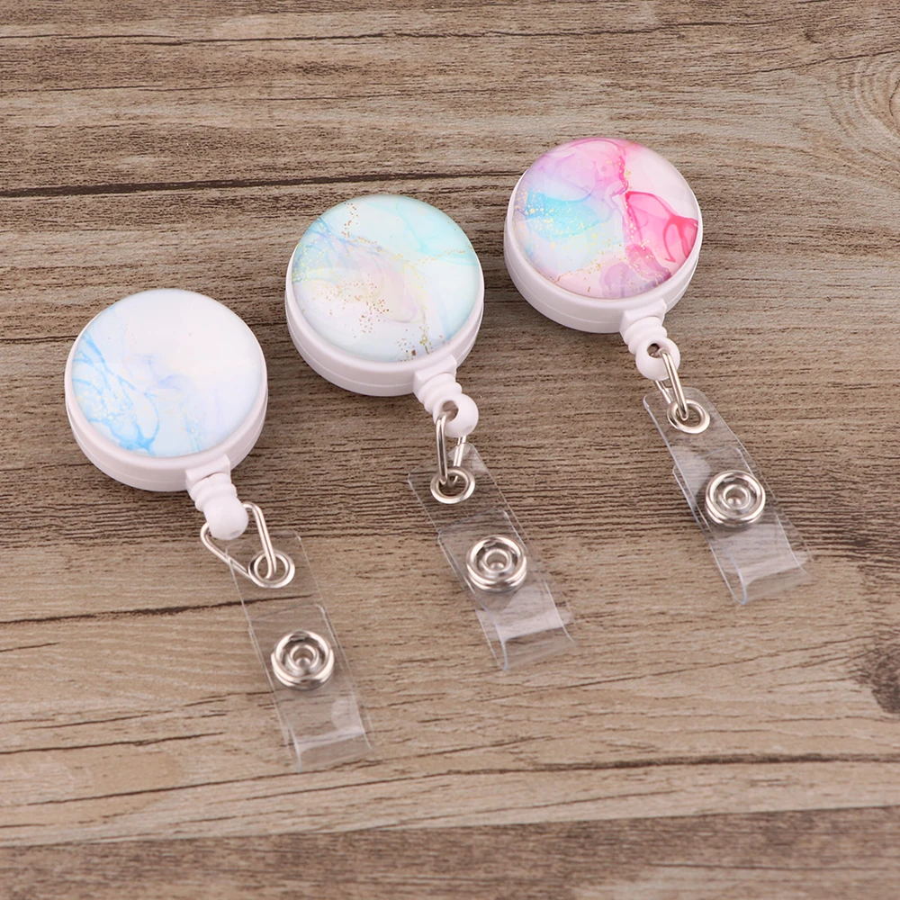

CB707 Marble Pattern New Retractable Student Nurse Badge Reel Clip Cartoon Marble Pattern ID Card Badge Holder Accessories
