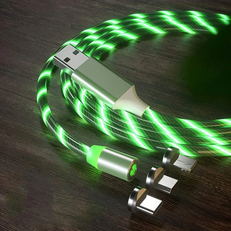 3 в 1 светящийся светодиодный магнитный usb кабель для зарядки iphone Android зарядный