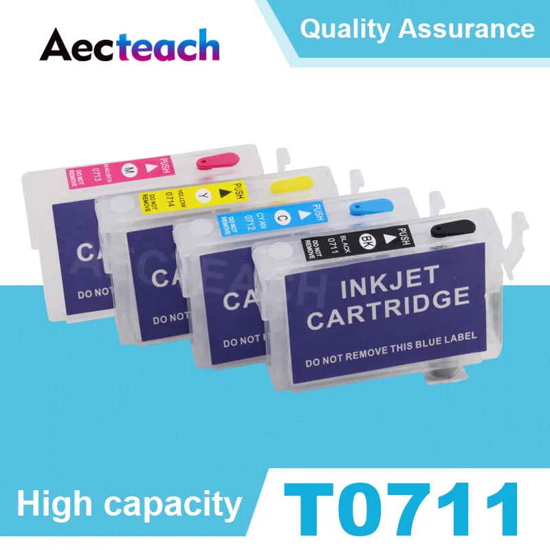 

Aecteach T0711 T0712 T0713 T0714 Refillable Ink cartridge for Epson Stylus D120 DX7400 DX7450 DX8400 DX8450 DX9400F Printer