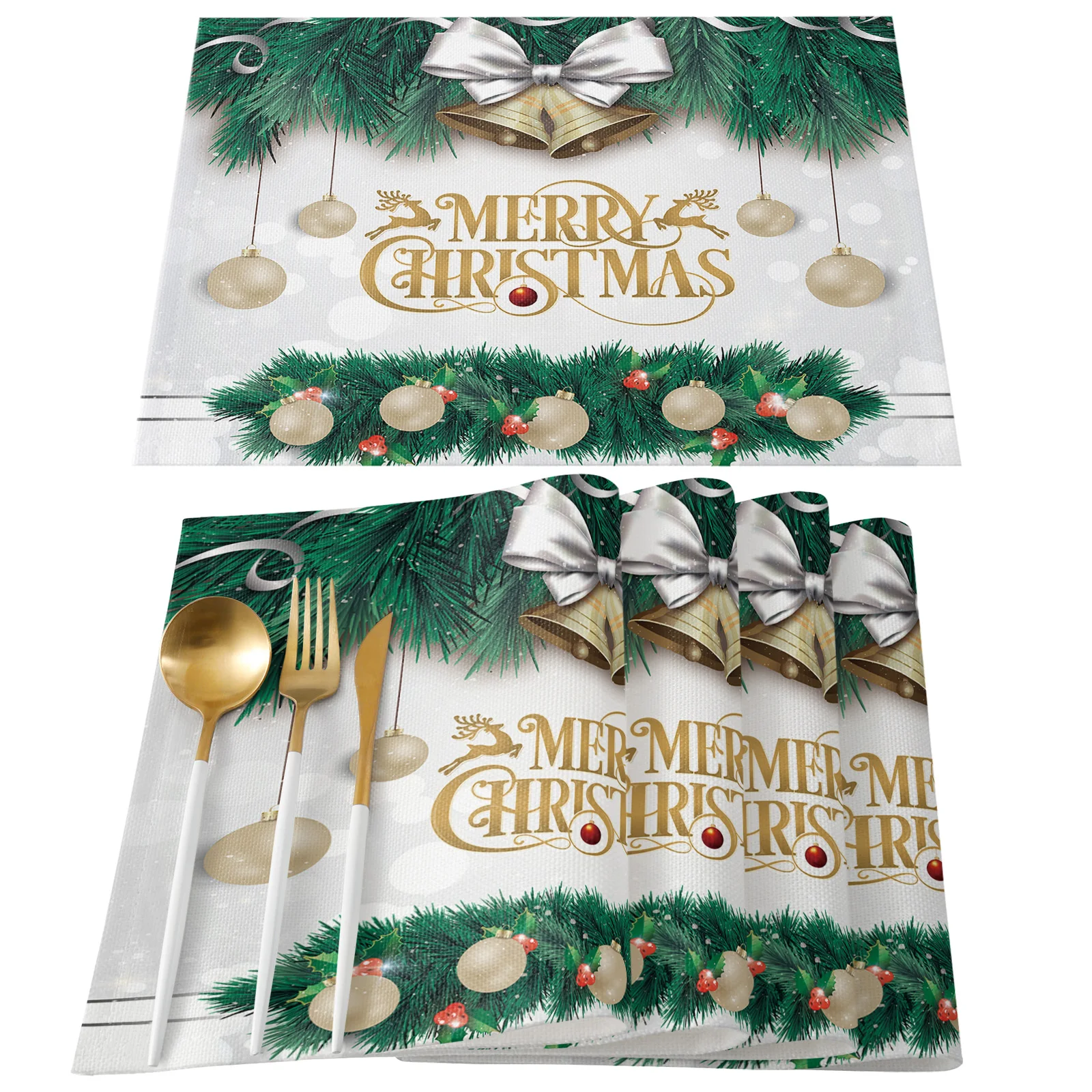 Рождественское украшение водонепроницаемая скатерть с шариками и колокольчиком