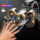 Мощный светодиодный налобный фонарь ZK25, налобный фонарь с 5 Светодиодами T6, 8000 лм, налобный фонарь с аккумулятором 18650, подходит для кемпингарыбалки