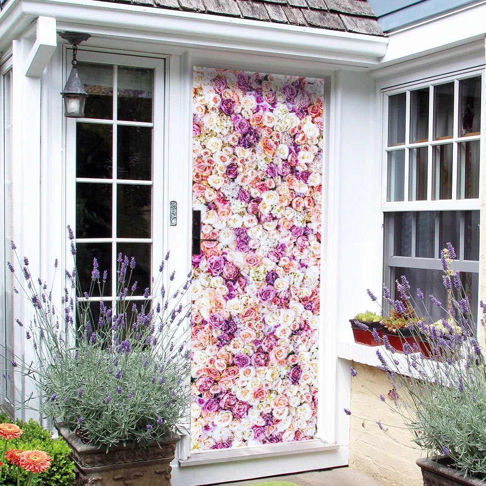 Наклейка на дверь и холодильник милые розовые розы наклейка украшение для