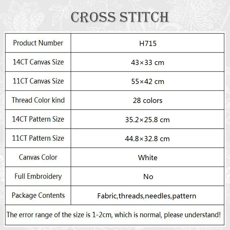 Набор для вышивки крестиком Мак 14 карат холст с принтом белая ткань 11 сделай сам