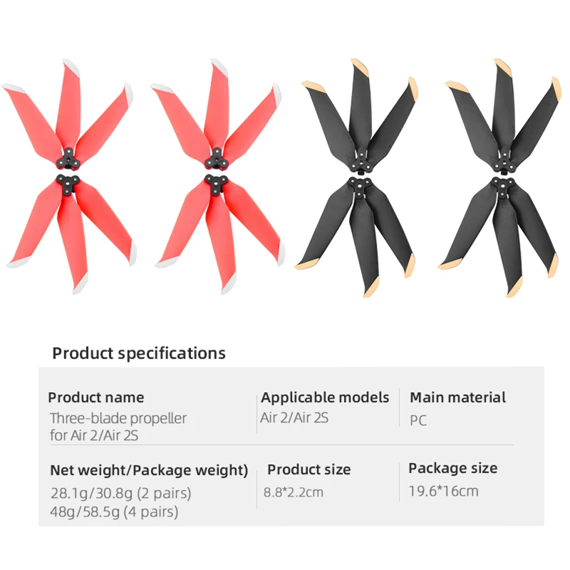 Three-Blade Propeller for DJI MAVIC Air 2/2S Drone Quick Release Noise Reduction Props Blade Replacement Wing Fans Accessories |