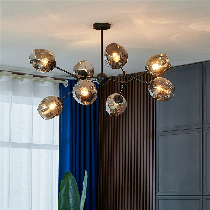 Современные стеклянные светодиодные люстры лампа в стиле лофт для спальни