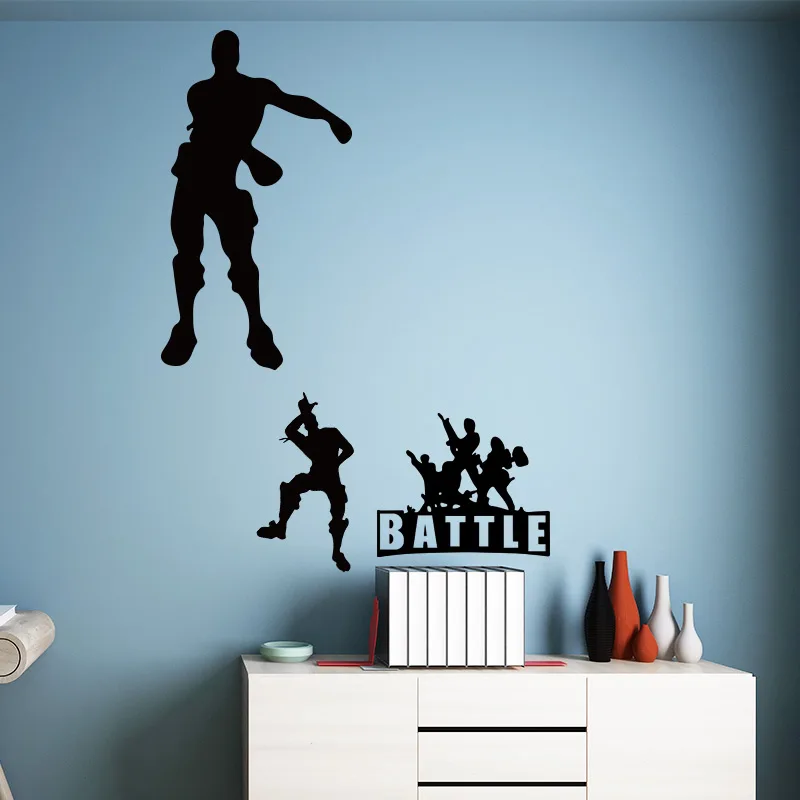 Съемная мультяшная Боевая фигурка геймера настенная художественная наклейка