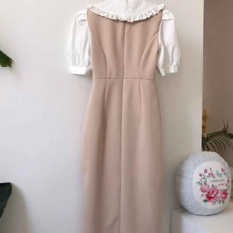 

New Korean Version Summer Fashion Women New Arrival Elegant Ruffles Cute Formal Dress Vintage Party Slim Plaid Fresh Cute Dress