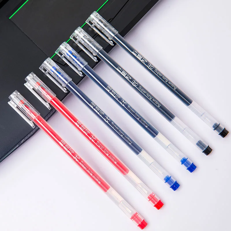 

12 шт. 0,5 мм шариковая ручка для школы студент письменный стол/инструмент Канцелярский набор рабочих гелевая ручка суперпрочная дужка с попо...