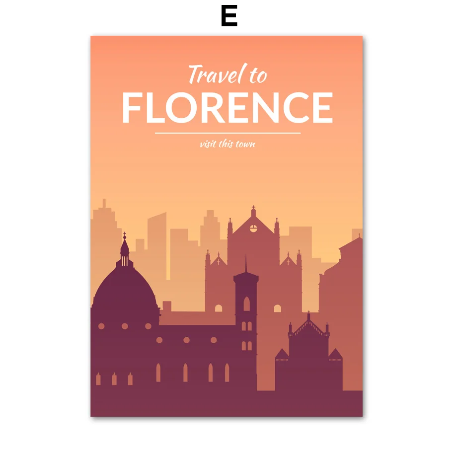 E Париж Берлине Стамбул Прага florence Nordic Плакаты и декоративное настенное Искусство Рисунок холст картины настенные картины для Декор в гостиную - Цвет: E