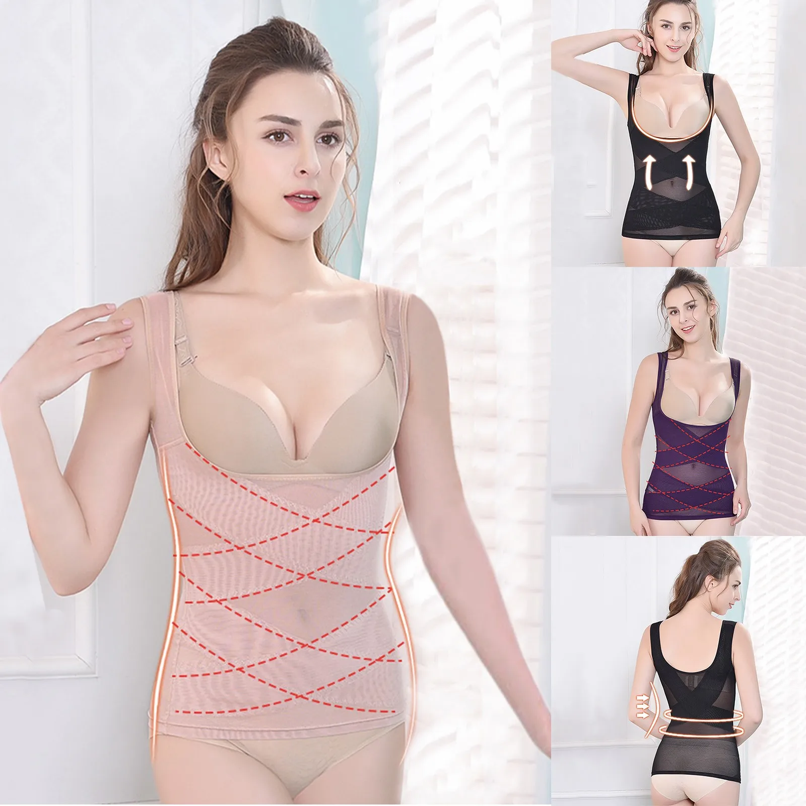 

Women's Corset Top Slim Waist Shaping Tummy Belt Postpartum Women Solid Hollow Plus Size Boned Sexy Bodyshaper Bustier 2021