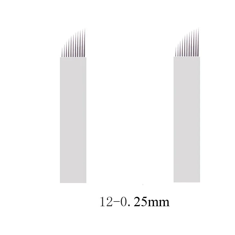 500pcs Microblading Needles Eyebrow Tattoo Needles Embroidery 12 Pins 0.25mm White Microblade White
