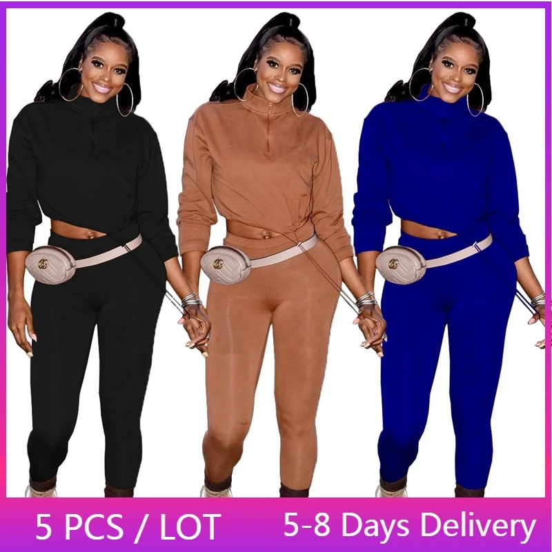 

Оптовая продажа товаров для тренировок, комплект из двух предметов, женская осенняя одежда, короткий топ, высокоэластичные леггинсы, спортивный однотонный спортивный костюм, подходящие комплекты