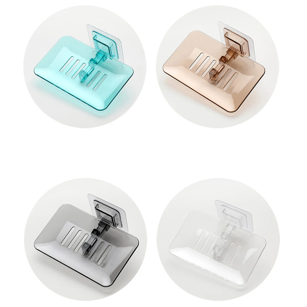 

New Soap Holder Soap Sponge Dish Bathroom Accessories Soap Dishes Self Adhesive Soap Rack No Drilling Wall Mounted Double Layer