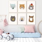 Стильная футболка с изображением персонажей видеоигр детская одежда с животными голова медведя постер для детской комнаты Печать на холсте настенная живопись Nordic Детские украшения комнаты картина