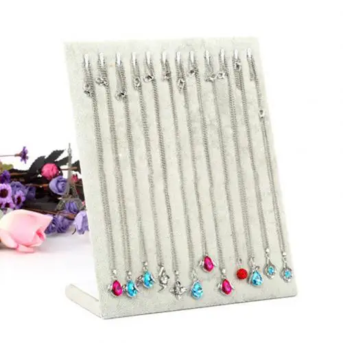 Grey 11 Hooks L Shape Bracelet Chain Necklace Jewelry Display Holder Stand Organizer Jewelry Necklace Bracelet Hang Show Rack Chains - Цвет: Grey