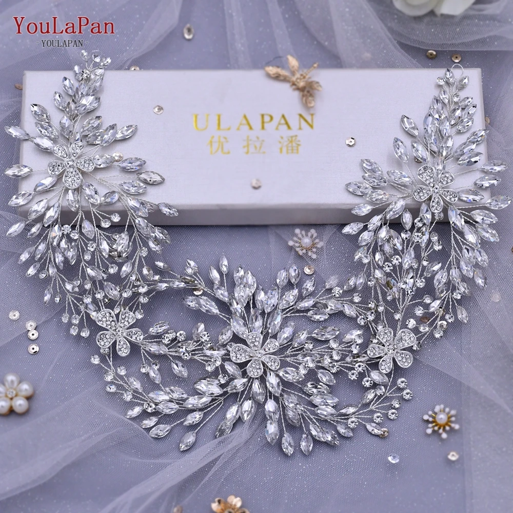 

YouLaPan HP390 Cathedral Wedding Tiara Luxurious Rhinestone Headband Alloy Flower Headpiece Handmade Bridal Hair Accessories