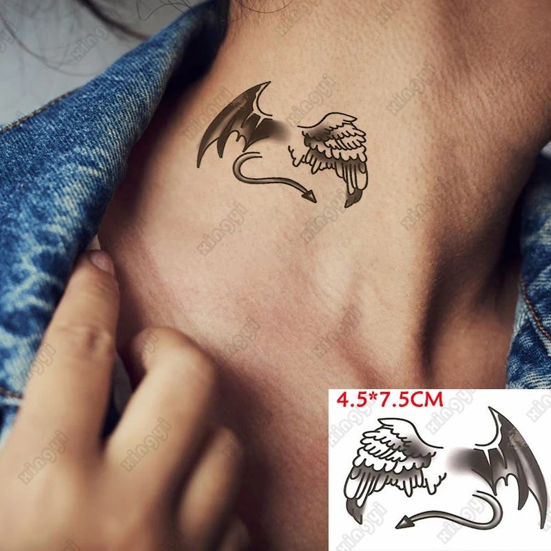 

Water Transfer Fake Tattoo Stickers Small Demon Angel Wing Body Art Waterproof Temporary Tatoo Flash Fake Tatto for Woman Man