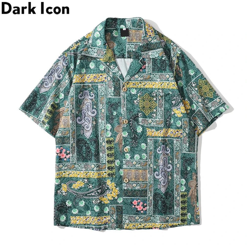 

Гавайская рубашка Dark Icon с принтом бандана, мужская рубашка-поло с отложным воротником, рубашки с коротким рукавом для мужчин