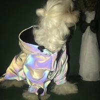 cool colorful reflective pet dog cat clothes flashing raincoat waterproof hoodie winter plush coat jacket small medium large dog