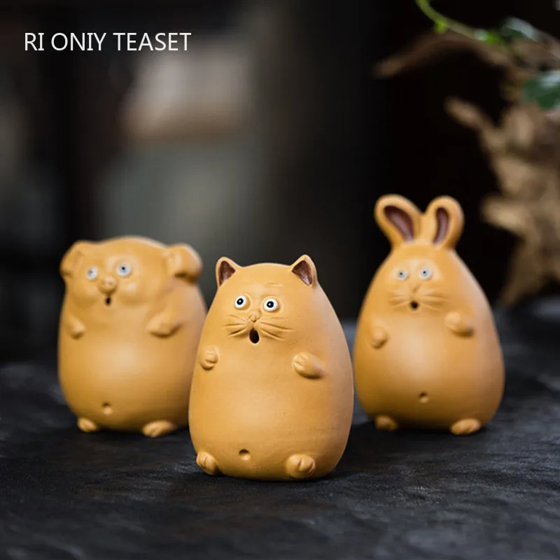 

Китайские исинские фиолетовые глиняные чайные Домашние животные милые зодиаки кролик украшения чайная статуэтка ручной работы чайный наб...