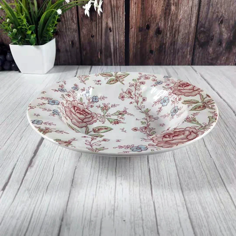 8.5 inch Soup plate Кухонные тарелки, миска, соус, блюдце, посуда и тарелки, наборы, маленький уксус, вкусовая доска, блюдо для закусок, тарелки для обеда, керамический Теллер - Цвет: 8.5 inch Soup plate