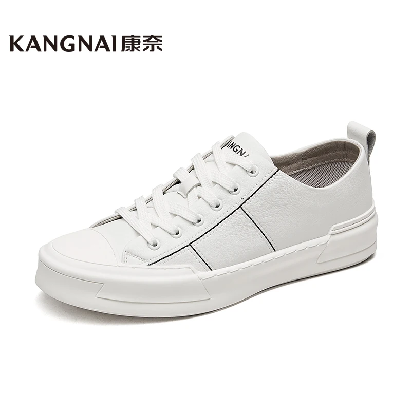 

KANGNAI Men Sneakers Shoe Casual Lace-Up Skateboarding Shoes White Striped Printed Shoes Man