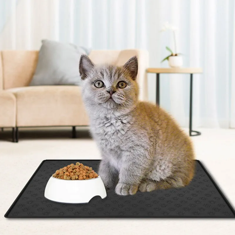 

New Pet Placemat For Pet Food Mat Dog and Cat Waterproof Feeding Mat Pet Bowl Pad Prevent Food and Water Overflow Silicone