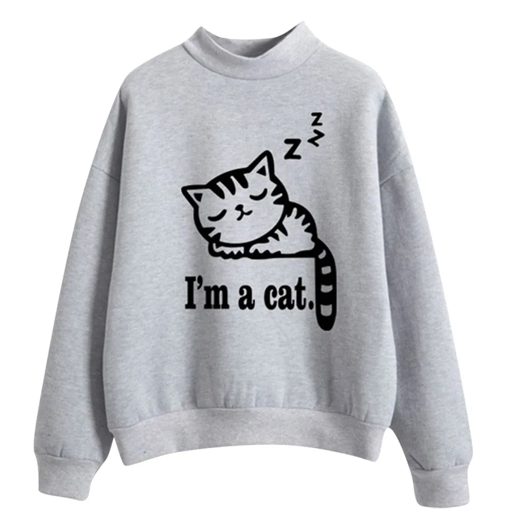 Толстовки с принтом кота новинка 2019 весна осень модные толстовки для женщин
