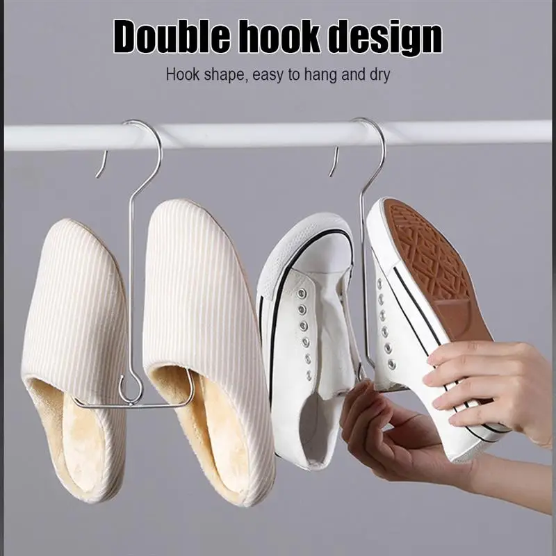 

5pcs Shoes Hanging Hook Rack Multifunction Stackable Shoe Drying Hanger Stainless Steel Footwear Storage Hanging Organizer Stand