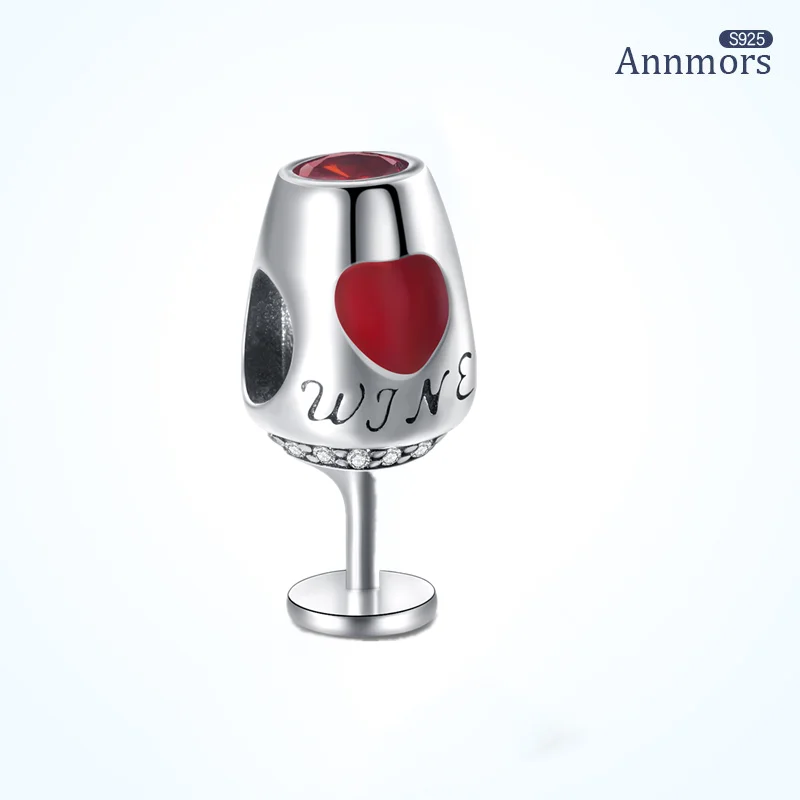 100% Real 925 Sterling Silver Red Wine Glass Pendant Fits Pandora Bracelets Necklaces Red Crysta Jewelry DIY Making Charms Beads 100% Real 925 Sterling Silver Red Wine Glass Pendant Fits Pandora Bracelets Necklaces Red Crysta Jewelry DIY Making Charms Beads