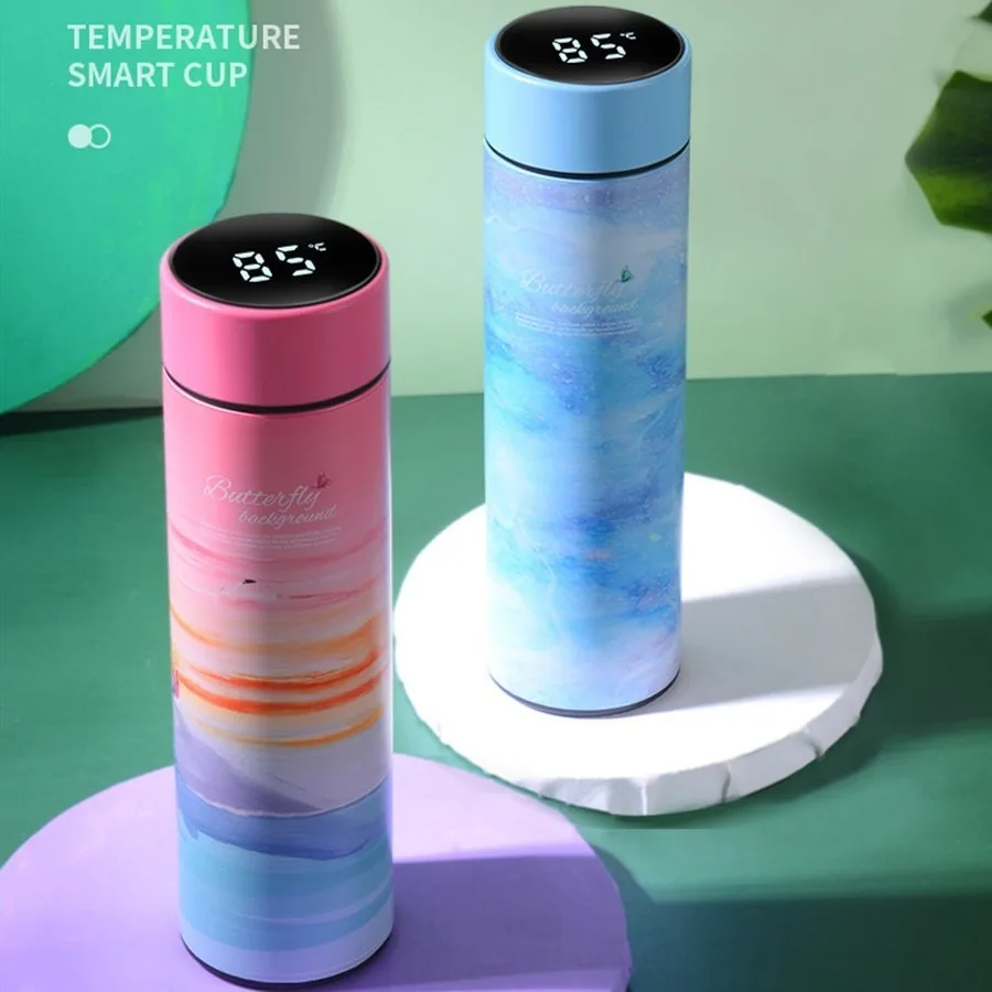 500ml Creative Thermos LED Stainless Steel Intelligent Touch Sensing Temperature Display Vacuum Flask Custom Water Bottle Cup | Дом и сад