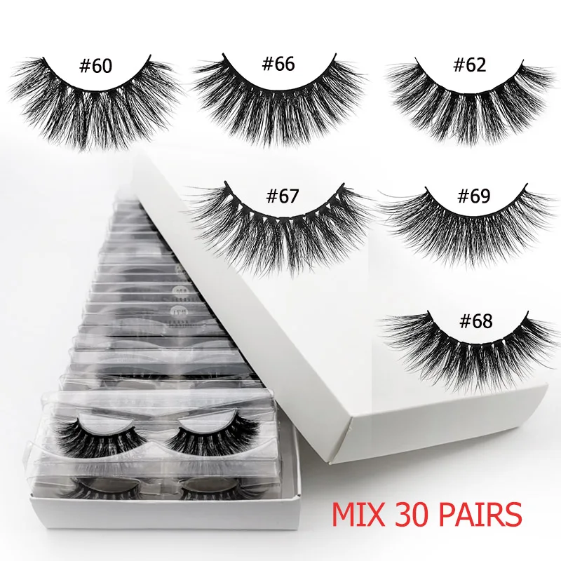 Mix30pairs6w 30 пар ресниц Объемные ресницы оптом 3d норковые ресницы Объемные норковые ресницы натуральный макияж Накладные ресницы «maquiagem» cilios - Цвет: Mix30pairs6w