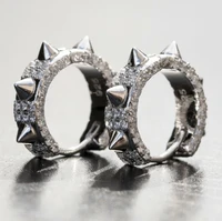 anglang cool rivet hoop earrings women men silver colorgold color hip hop accessories daily wear mini circle earrings gift