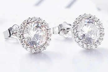 

UXN307 925 Pure Silver Earrings Crystal Form Girl Earrings Wedding Birthday Gifts