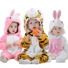 Комбинезоны для новорожденных, кигуруми, пижамы для мальчиков и девочек, комбинезон с мультяшными животными, пижама с капюшоном, костюмы Лев, обезьяны, одежда для косплея для малышей