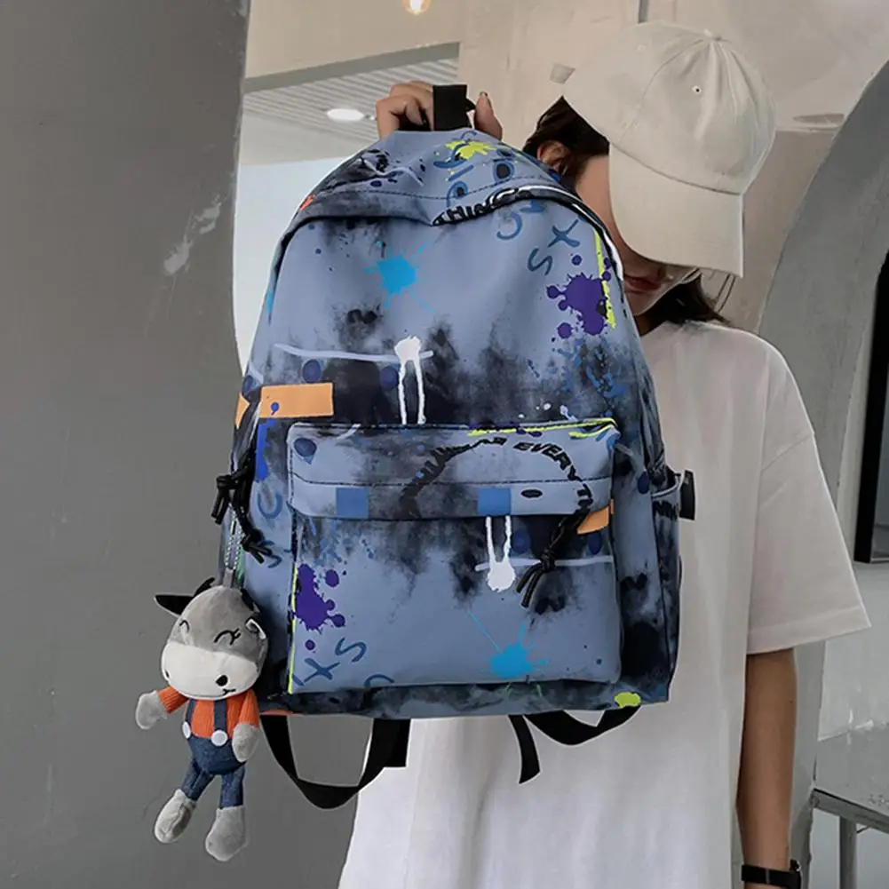 "Школьная сумка в стиле Харадзюку для девочек и мужчин, повседневный вместительный рюкзак с принтом граффити в уличном стиле для девушек, до..."