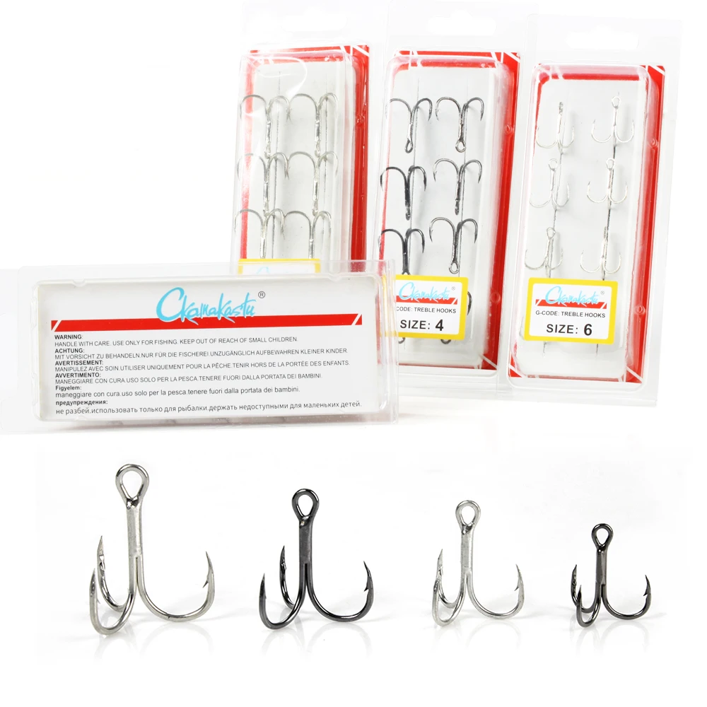 

8pc Fishing Hooks Steel Carbon Material Treble Fishing Hook Round Folded Saltwater Bass 1# 2# 4# 6# 8# 10# Tackle Tool