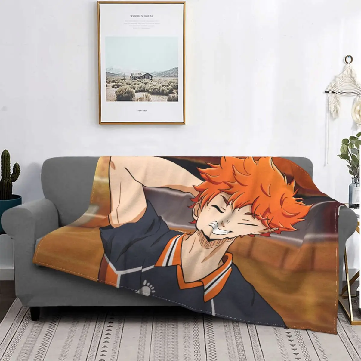 

Haikyuu-Manta de cómics deportivos Shoyo Hinata, franela, primavera y otoño, ropa de cama cálida para invierno