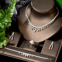 hibride luxury indian jewelry set for women wedding party zircon dubai bridal jewelry necklace earring set party gifst n 1909